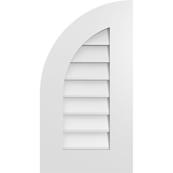 Quarter Round Top Left Surface Mount PVC Gable Vent w/ 3-1/2